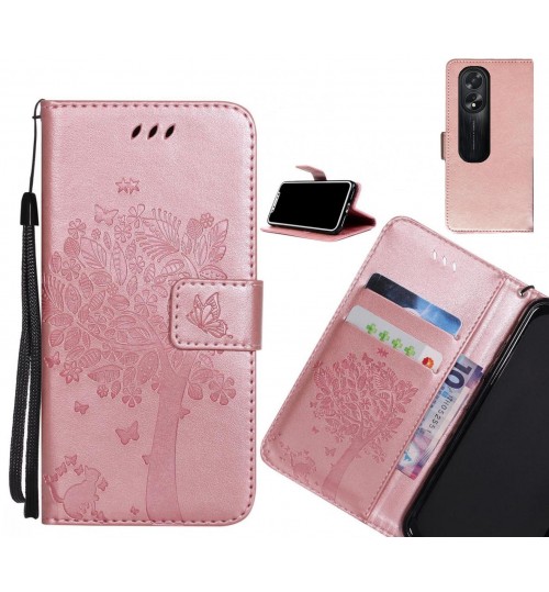 Oppo A38 case leather wallet case embossed pattern