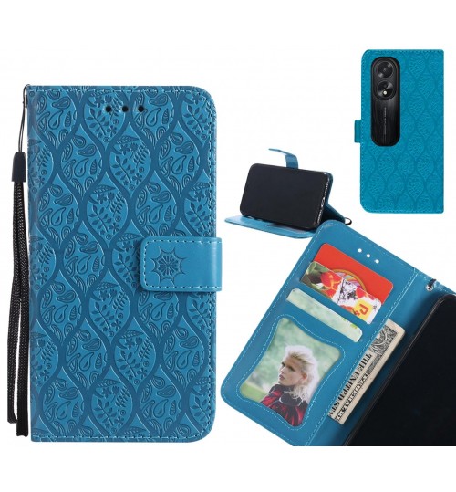 Oppo A38 Case Leather Wallet Case embossed sunflower pattern
