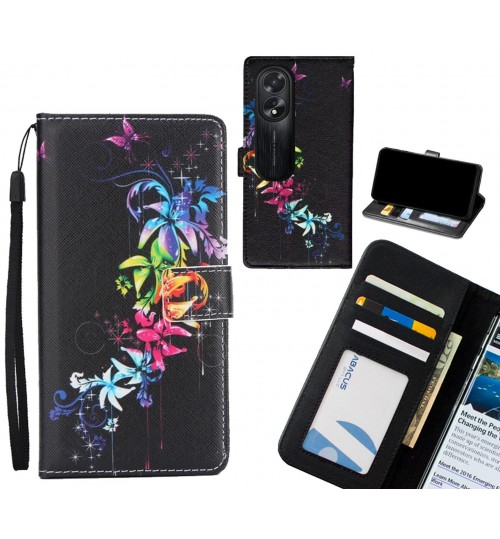 Oppo A38 case 3 card leather wallet case printed ID