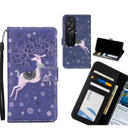 Oppo A38 case 3 card leather wallet case printed ID