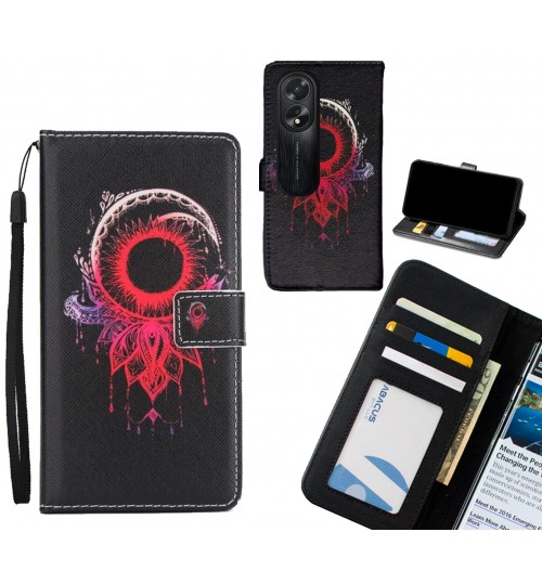 Oppo A38 case 3 card leather wallet case printed ID