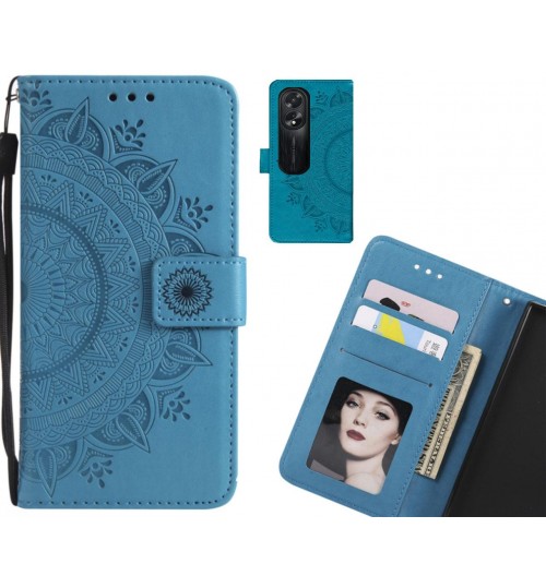 Oppo A38 Case mandala embossed leather wallet case