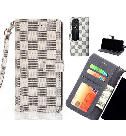 Oppo A38 Case Grid Wallet Leather Case - White