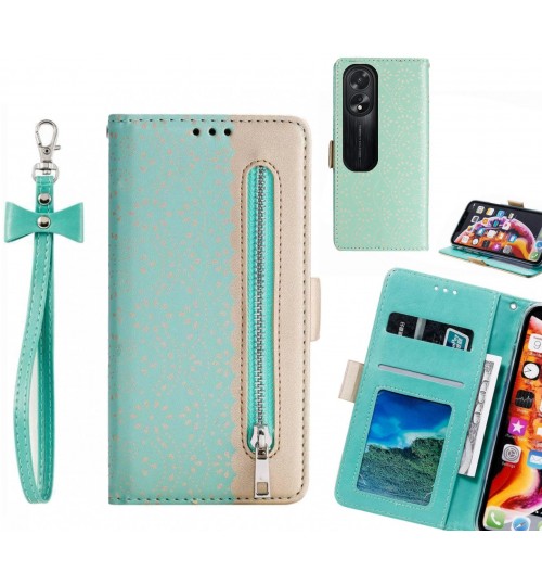Oppo A38 Case Multifunctional Wallet Case - Green