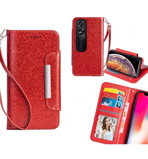 Oppo A38 Case Glitter wallet Case ID wide Magnetic Closure
