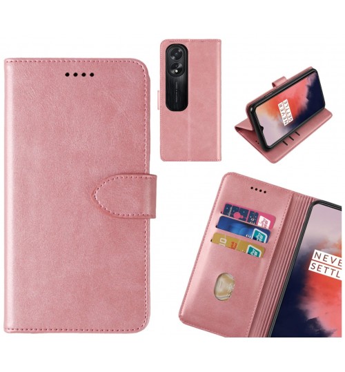 Oppo A38 Case Premium Leather Id Wallet Case - Rose Gold