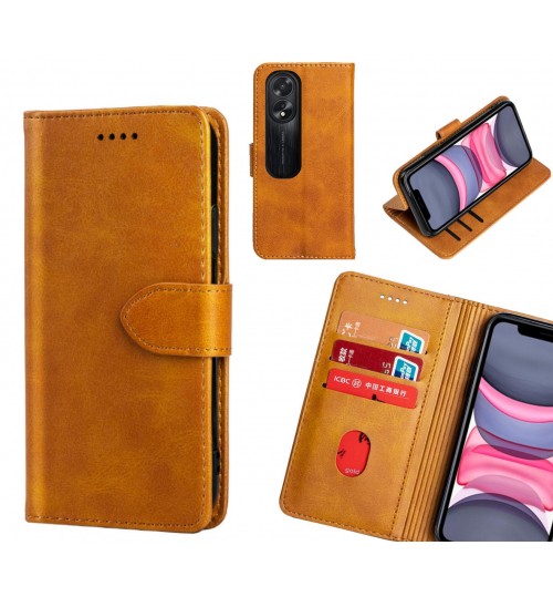 Oppo A38 Case Premium Leather Id Wallet Case - Brown