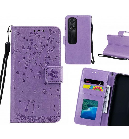 Oppo A38 Case Embossed Wallet Leather Case - Purple