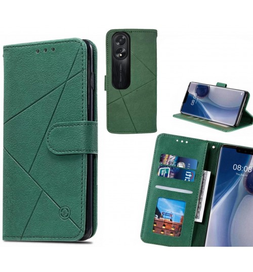 Oppo A38 Case Fine Leather Wallet Case - Green
