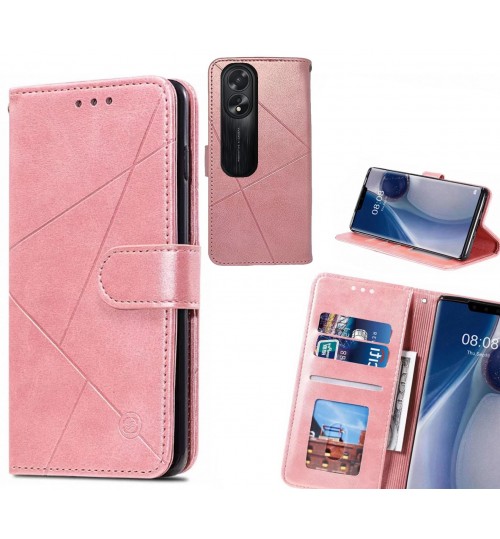 Oppo A38 Case Fine Leather Wallet Case - Pink