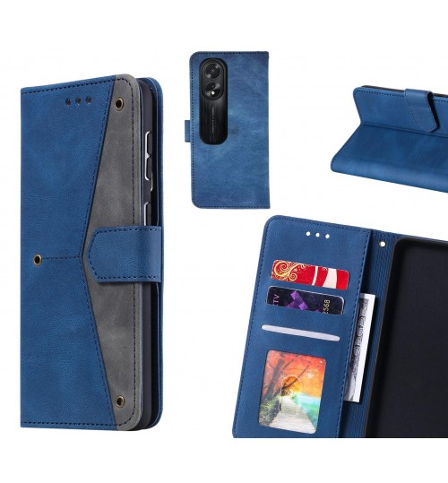 Oppo A38 Case Wallet Denim Leather Case Cover - Blue