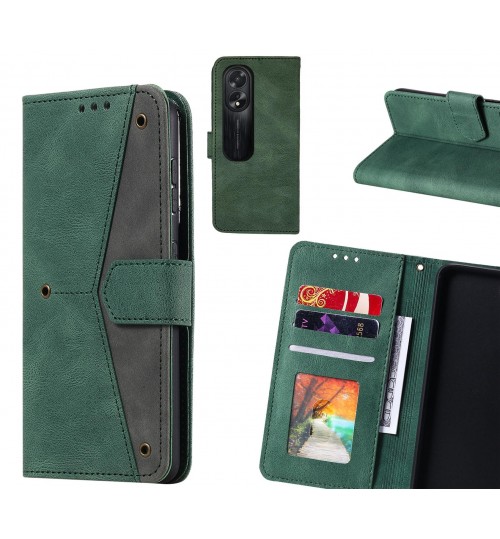 Oppo A38 Case Wallet Denim Leather Case Cover - Green