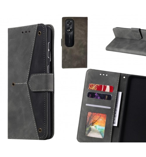 Oppo A38 Case Wallet Denim Leather Case Cover - Black