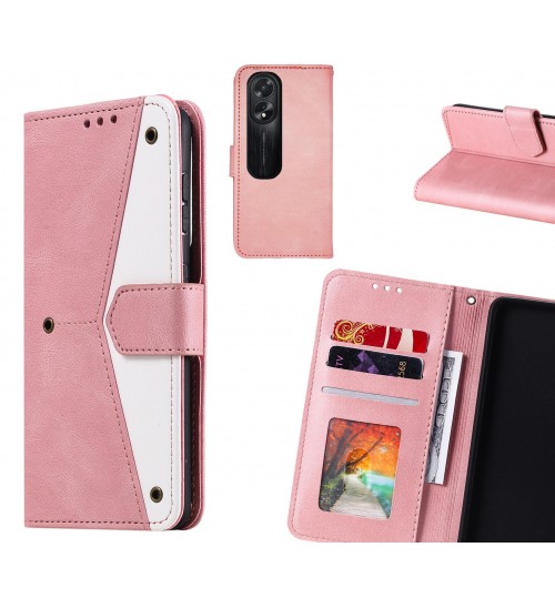 Oppo A38 Case Wallet Denim Leather Case Cover - Pink