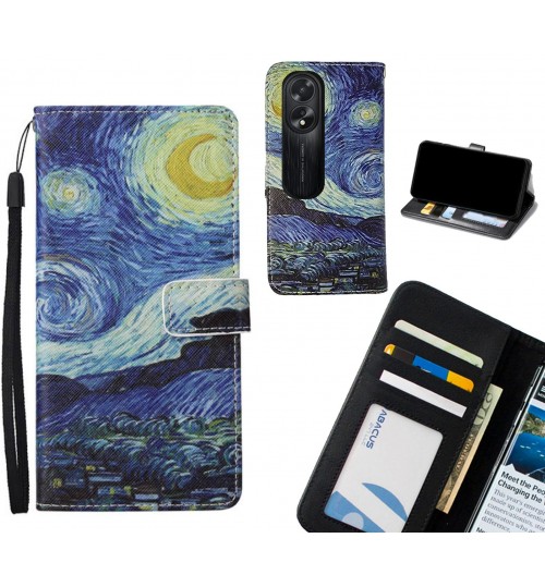 Oppo A38 case leather wallet case van gogh painting