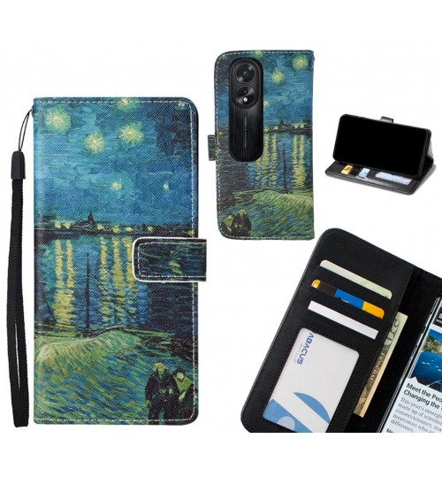 Oppo A38 case leather wallet case van gogh painting