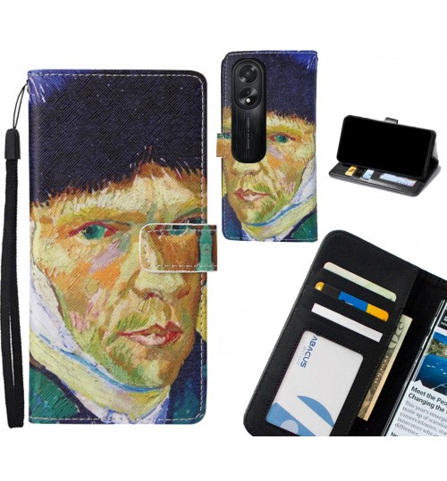 Oppo A38 case leather wallet case van gogh painting