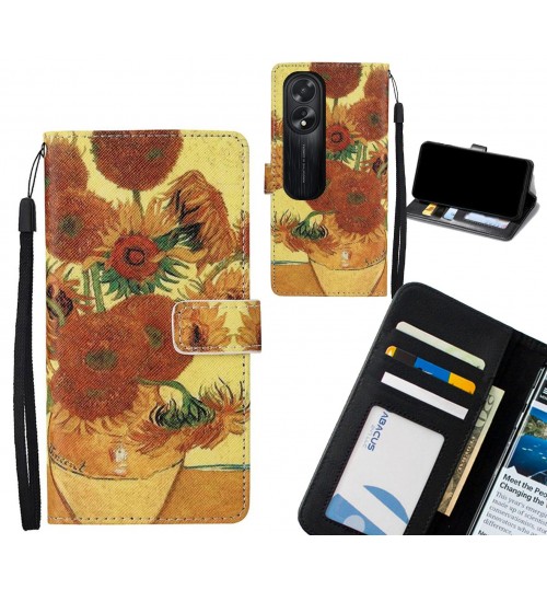 Oppo A38 case leather wallet case van gogh painting