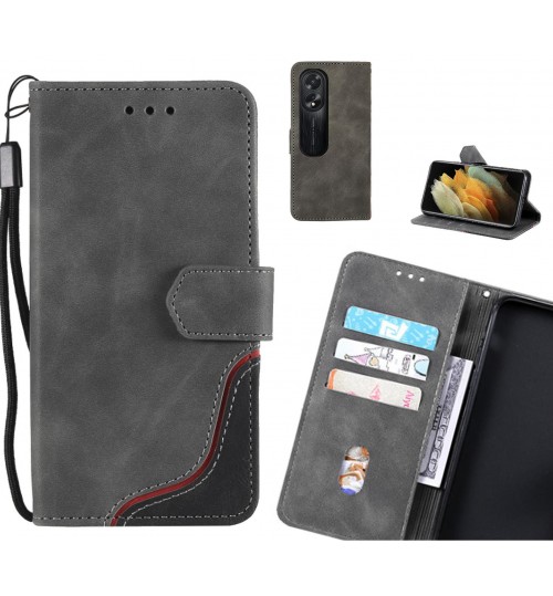 Oppo A38 Case Wallet Denim Leather Case - Grey