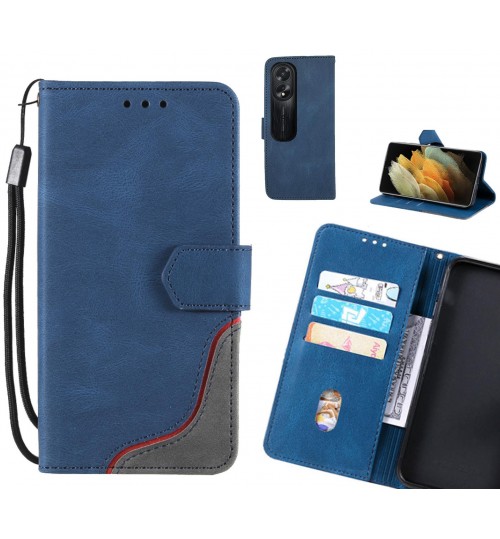 Oppo A38 Case Wallet Denim Leather Case - Blue