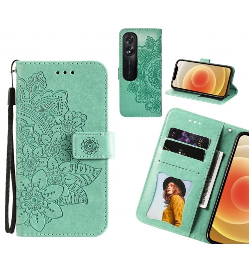 Oppo A38 Case Embossed Floral Leather Wallet case