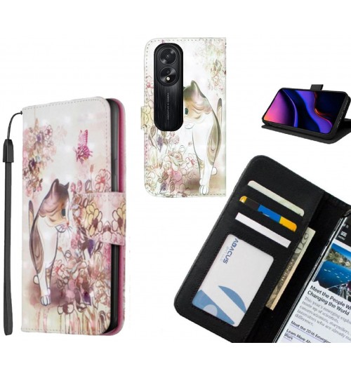 Oppo A38 Case Leather Wallet Case 3D Pattern Printed