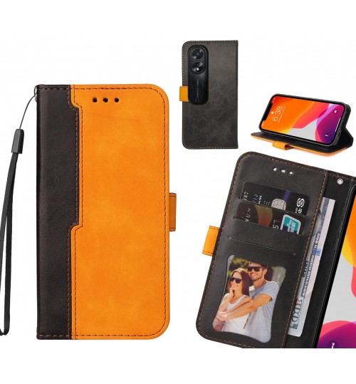 Oppo A38 Case Wallet Denim Leather Case Cover - Orange