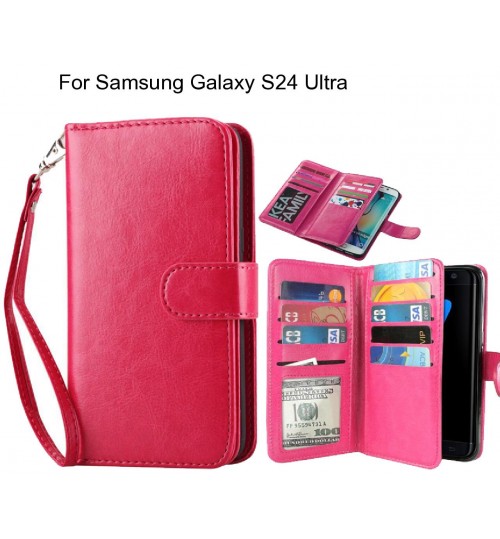 Samsung Galaxy S24 Ultra Case Multifunction Wallet Leather Case - Hot Pink