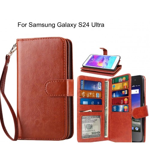 Samsung Galaxy S24 Ultra Case Multifunction Wallet Leather Case - Brown