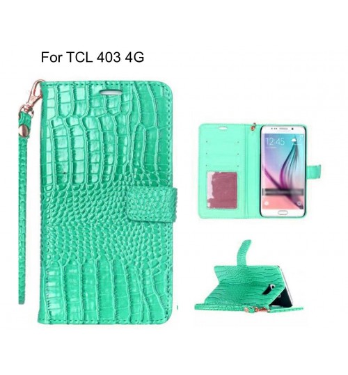 Tcl 403 4g Case Croco Wallet Leather Case - Green