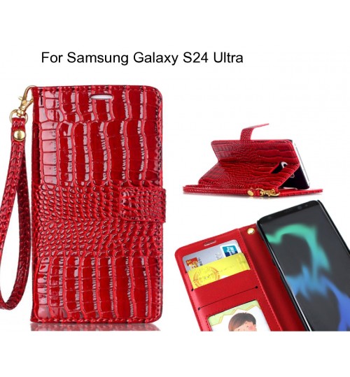 Samsung Galaxy S24 Ultra Case Croco Wallet Leather Case - Red
