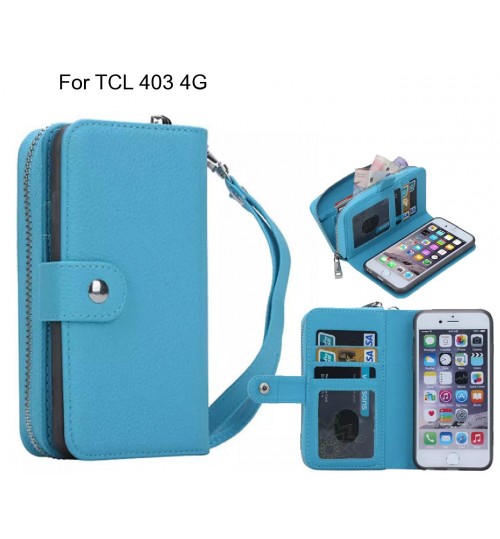 Tcl 403 4g Case Coin Wallet Case Full Wallet Leather Case - Blue