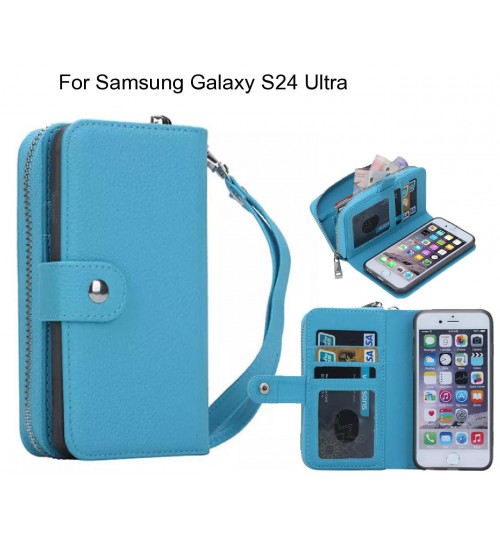 Samsung Galaxy S24 Ultra Case Coin Wallet Case Full Wallet Leather Case - Blue