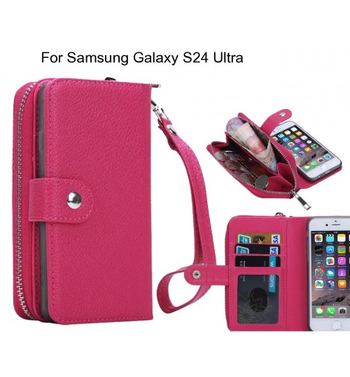 Samsung Galaxy S24 Ultra Case Coin Wallet Case Full Wallet Leather Case - Hot Pink