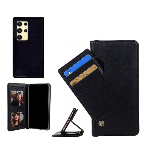 Samsung Galaxy S24 Ultra case slim leather wallet case 4 cards 2 ID magnet