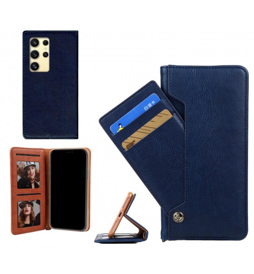 Samsung Galaxy S24 Ultra Case Slim Leather Wallet Case 4 Cards 2 Id Magnet - Blue