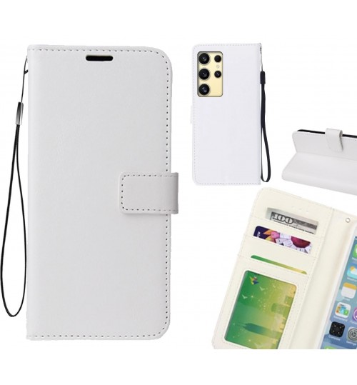 Samsung Galaxy S24 Ultra Case Fine Leather Wallet Case - White