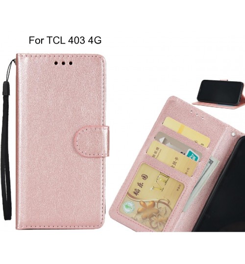 Tcl 403 4g  Case Silk Texture Leather Wallet Case - Rose Gold