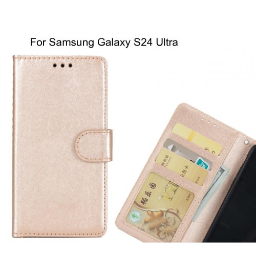 Samsung Galaxy S24 Ultra  Case Magnetic Flip Leather Wallet Case - Gold
