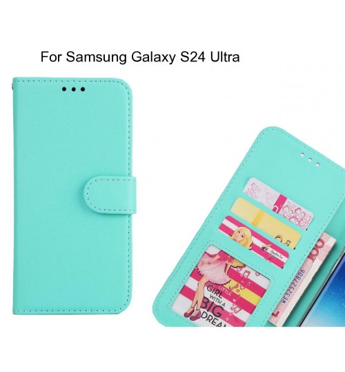 Samsung Galaxy S24 Ultra  Case Magnetic Flip Leather Wallet Case - Green