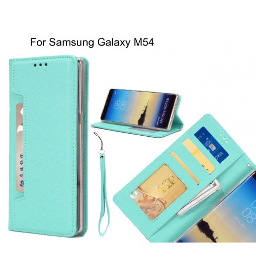 Samsung Galaxy M54 Case Silk Texture Leather Wallet Case - Green