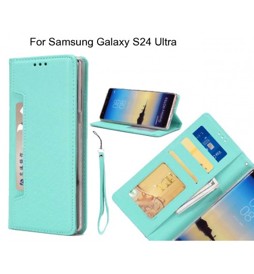 Samsung Galaxy S24 Ultra Case Silk Texture Leather Wallet Case - Green
