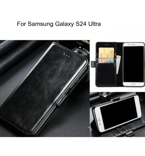 Samsung Galaxy S24 Ultra Case Executive Leather Wallet Case - Black