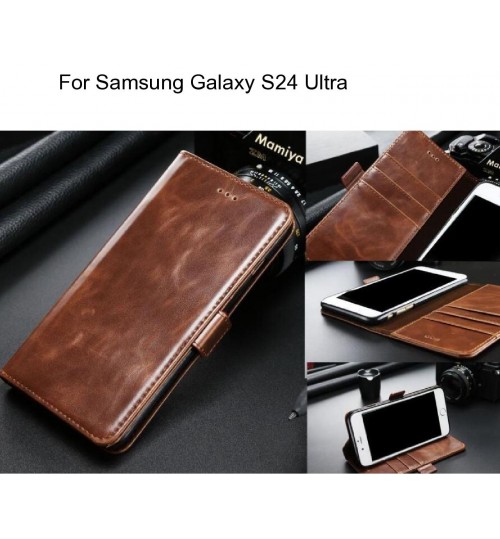 Samsung Galaxy S24 Ultra Case Executive Leather Wallet Case - Brown
