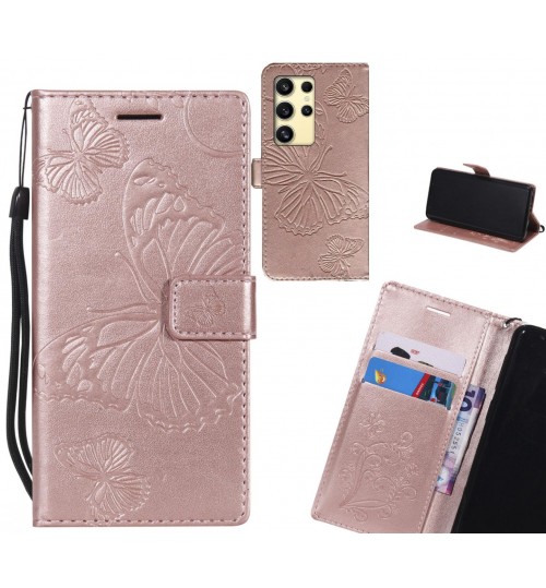 Samsung Galaxy S24 Ultra case Embossed Butterfly Wallet Leather Case