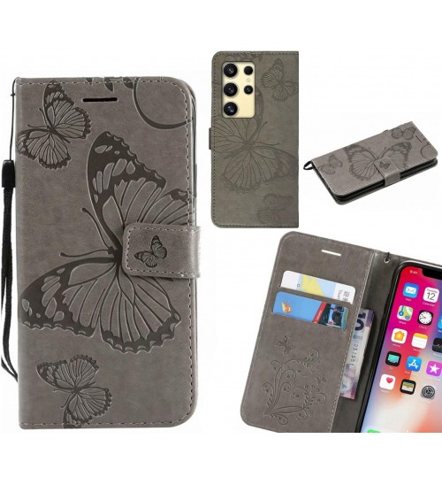 Samsung Galaxy S24 Ultra case Embossed Butterfly Wallet Leather Case