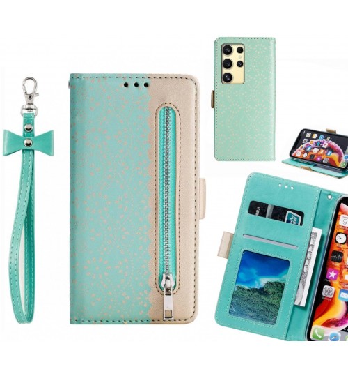 Samsung Galaxy S24 Ultra Case Multifunctional Wallet Case - Green
