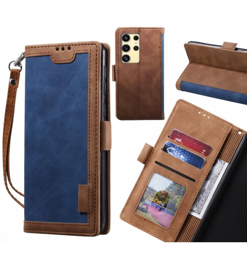 Samsung Galaxy S24 Ultra Case Wallet Denim Leather Case Cover - Blue