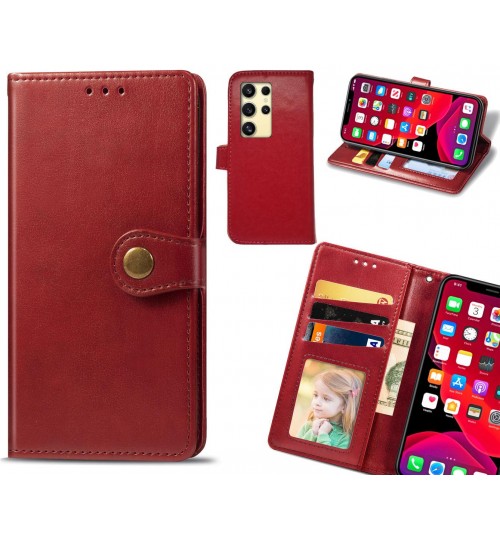 Samsung Galaxy S24 Ultra Case Premium Leather Id Wallet Case - Red