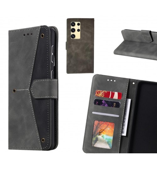 Samsung Galaxy S24 Ultra Case Wallet Denim Leather Case Cover - Black